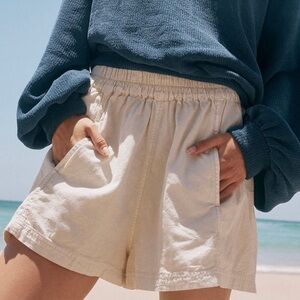 Free People High Waist Cream Shorts